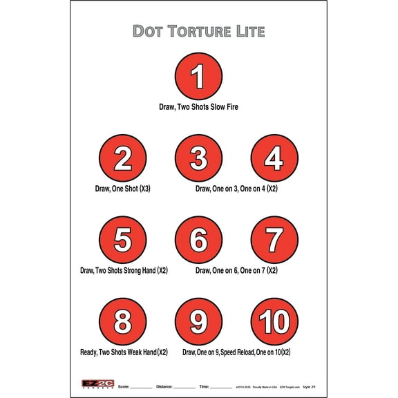 EZ2C Dot Torture LITE Drill Paper Shooting Target 50 Pack