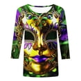 thumbnail image 2 of DDAPJ pyju Mask Graphic Tees for Women Mardi Gras 3/4 Sleeve Shirts Novelty 3D Printed Party Blouses Tuesday Carnival Themed T-shirt Loose Fit Round Neck Tee Tops Multicolor XXL, 2 of 5