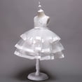 thumbnail image 3 of BintaRealwax Flower Girl Dress Embroidery Birthday Sleeveless Wedding Trail Puffy Tulle Layer Skirt Hem, 3 of 3