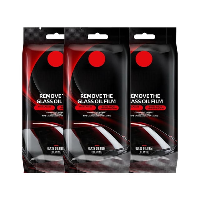 Latest Car Glass Oil Film Remover Kit, Windshield Water Spot & Stain Cleaner with Sponge Wiper, Rearview Mirror Agent & Front Window Brush