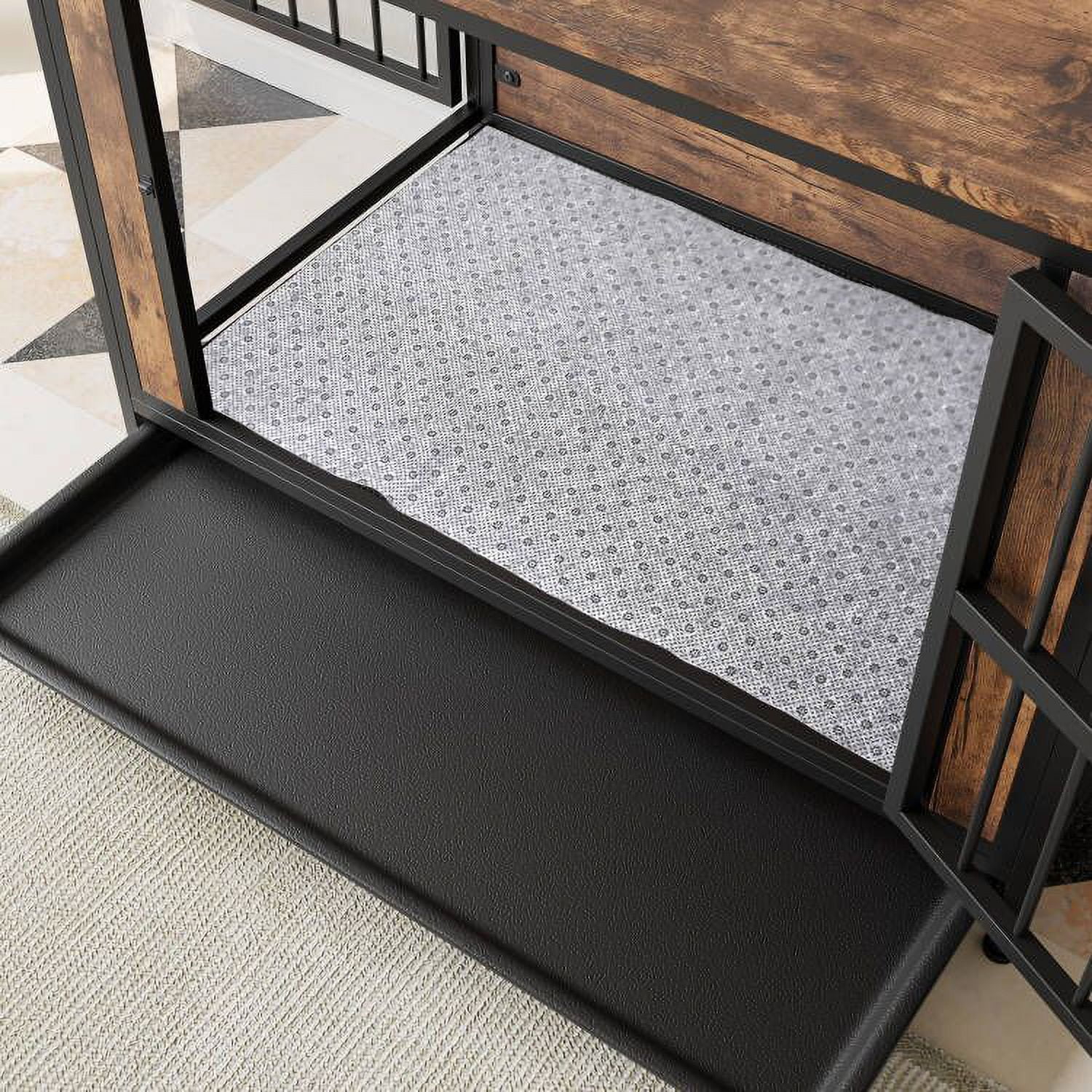 Pefilos 38.9" Furniture Style Dog Crates for Indoor, Pet Kennels with Removable Trays and 2 Sliding Doors, Heavy-Duty Dog Cage, Brown