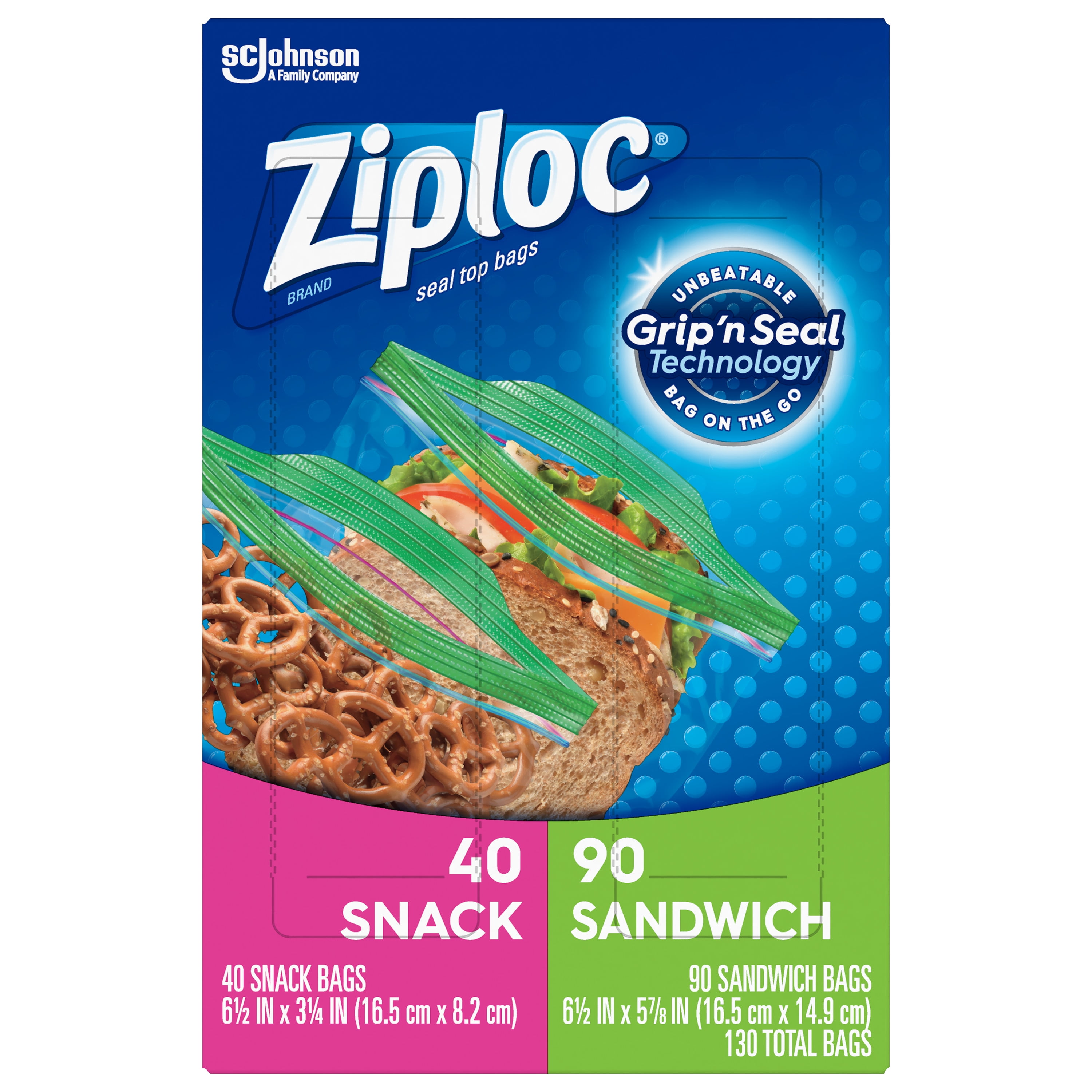 Ziploc® Brand Sandwich/Snack Bags, 130 Count 