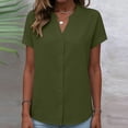 thumbnail image 6 of Womens Blouses Ndbuld Women's Fashionable V-neck Button-down Short-sleeved Shirt Top Army Green XXL, 6 of 6
