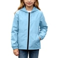 thumbnail image 3 of Boys and Girls Rain Jacket Casual Waterproof Windproof Hooded Long Sleeve Outdoor Jackets Full Zipper Lightweight Coats Outerwear with Pockets for Hiking Sport, 3 of 10