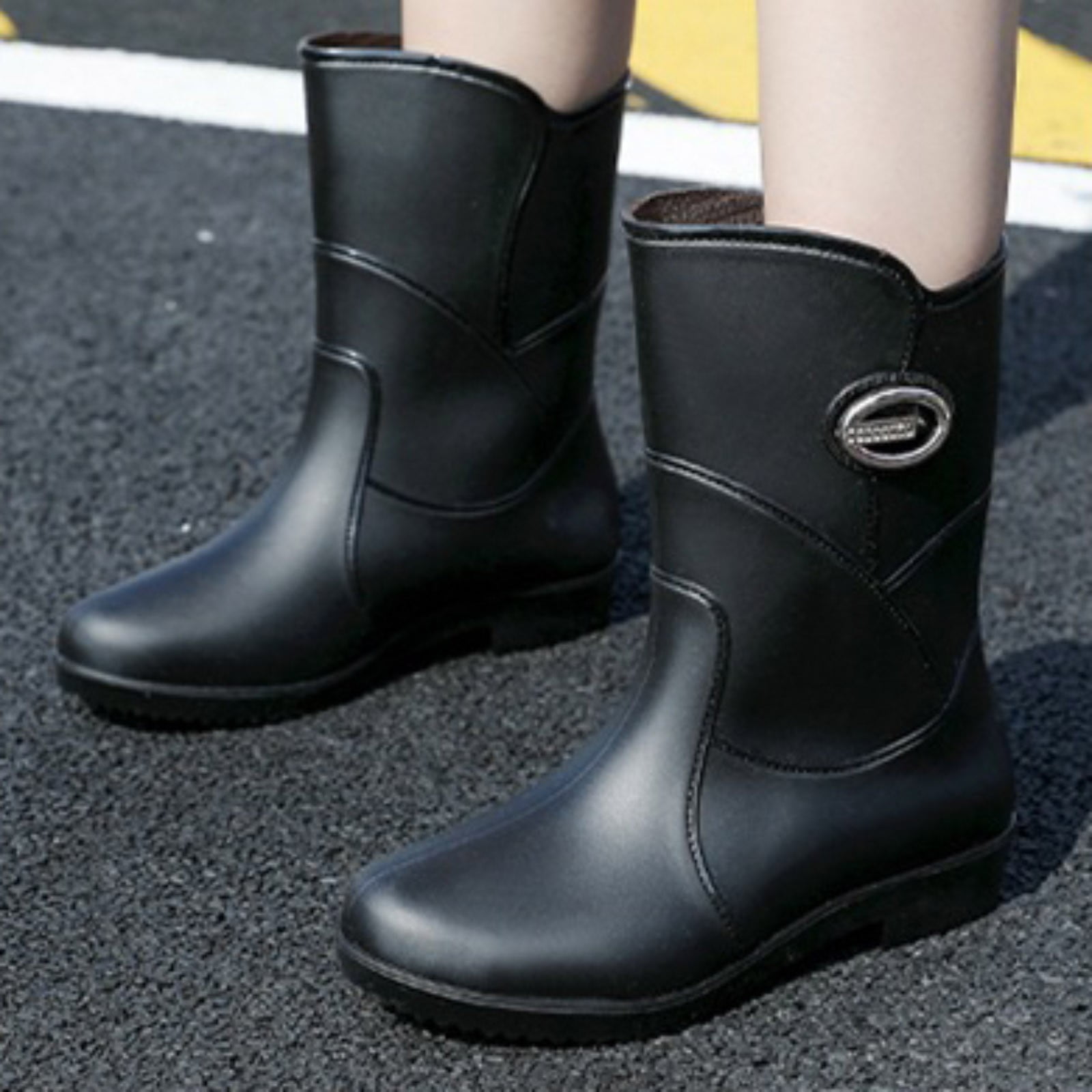 LIANGP Rainshoes Working Custom Wellies Men Pvc Gumboots Rain Boots Rain Boots Black Size 7