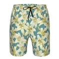 thumbnail image 3 of Logiee Lilies Flowers Print Mens Swim Trunks Quick Dry Board Shorts,Breathable Hawaii Beach Shorts Swimwear Bathing Suits-Large, 3 of 6