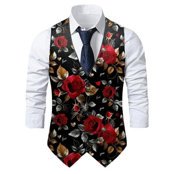 ZTKWD Mens Suits Vest Valentines Lip Heart Print Pattern Button Down Blazer Lightweight Slim Casual Suit Jacket