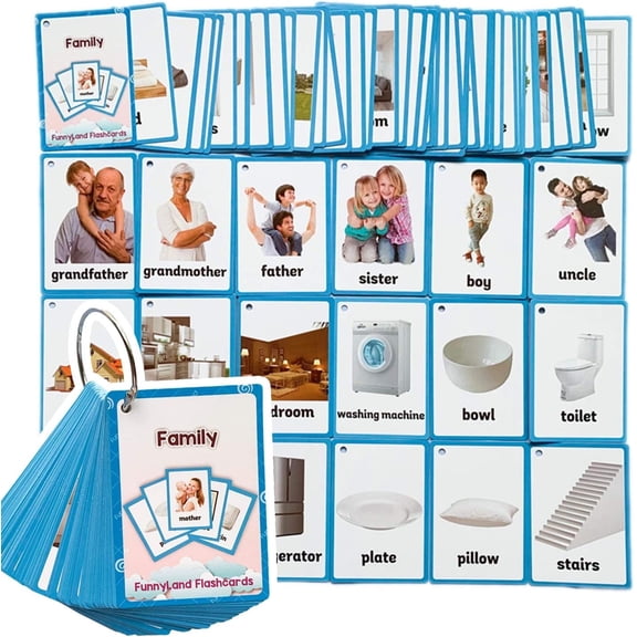 62 Pcs/Set House Flash Cards | Learning Toys Flashcards for Children Pre-K, Toddlers and Kids