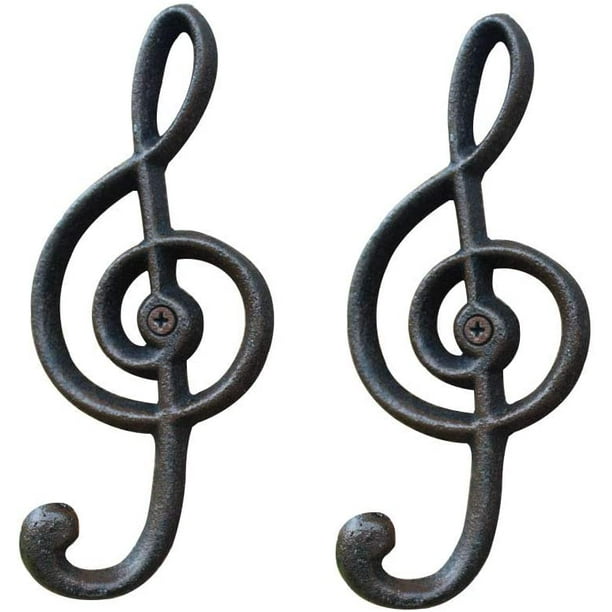 2 Pack Music Note Wall Hooks Retro Cast Iron Note Hook Kitchen Hook