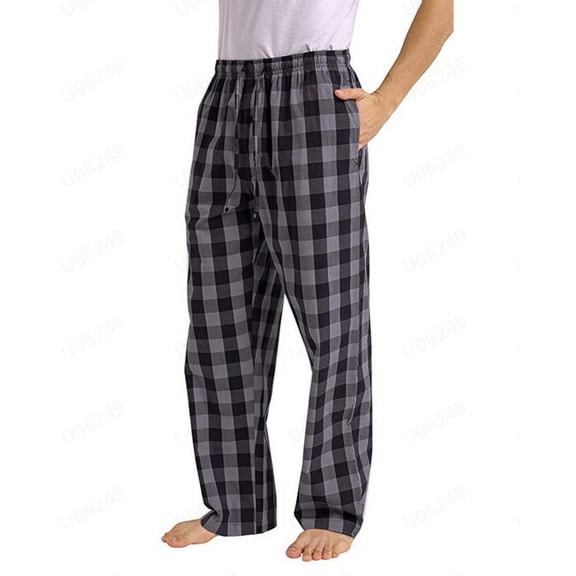 Patlollav Trousers Mens Casual Plaid Loose Sport Plaid Pajama Pants