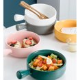 thumbnail image 4 of Langgg Ceramic Salad Bowl Handled Solid Color Adorable Washable Cute Home Breakfast Dinner Soup Fruit Bowls Tableware Green, 4 of 8