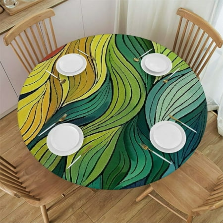 

HAOXIT Round Tablecloth Tablecloth for Side Table Ocean Artwork Waves Curly Entrancing Fit Round Tables for Outdoor Indoor Use Multicolor 42-46