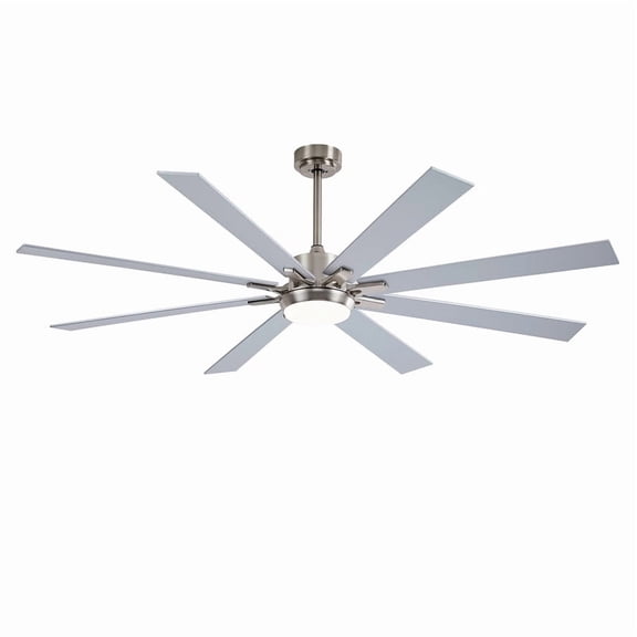 TICOZE 72 Inch Nickel Ceiling Fan with Light Kit 3 Color Dimmable LED DC 6 Speed Remote Control 8 Plywood Blades Reversible Ceiling Fan for Patio, Living Room, Bedroom, Office, Indoor