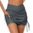 thumbnail image 5 of Kopltyrfg Swim Skirts for Women Tankini Bottoms Drawstring High Waisted Shorts Tummy Control Ruched Swimsuits Swimdress Gray XL, 5 of 7