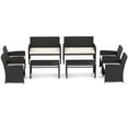 thumbnail image 2 of Costway 8 PCS Patio Conversation Set with Seat Cushions & Tempered Glass Tabletop, Porch White+Black, 2 of 10