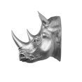 thumbnail image 3 of Rhino Head Sculpture Wall Mount Art Silver Color, 3 of 5
