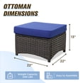 thumbnail image 4 of INTER HUT Stone Creek Set of 2 Patio Wicker Rattan Ottoman Footrest Garden Outdoor w/ Cushion - Blue, 4 of 7
