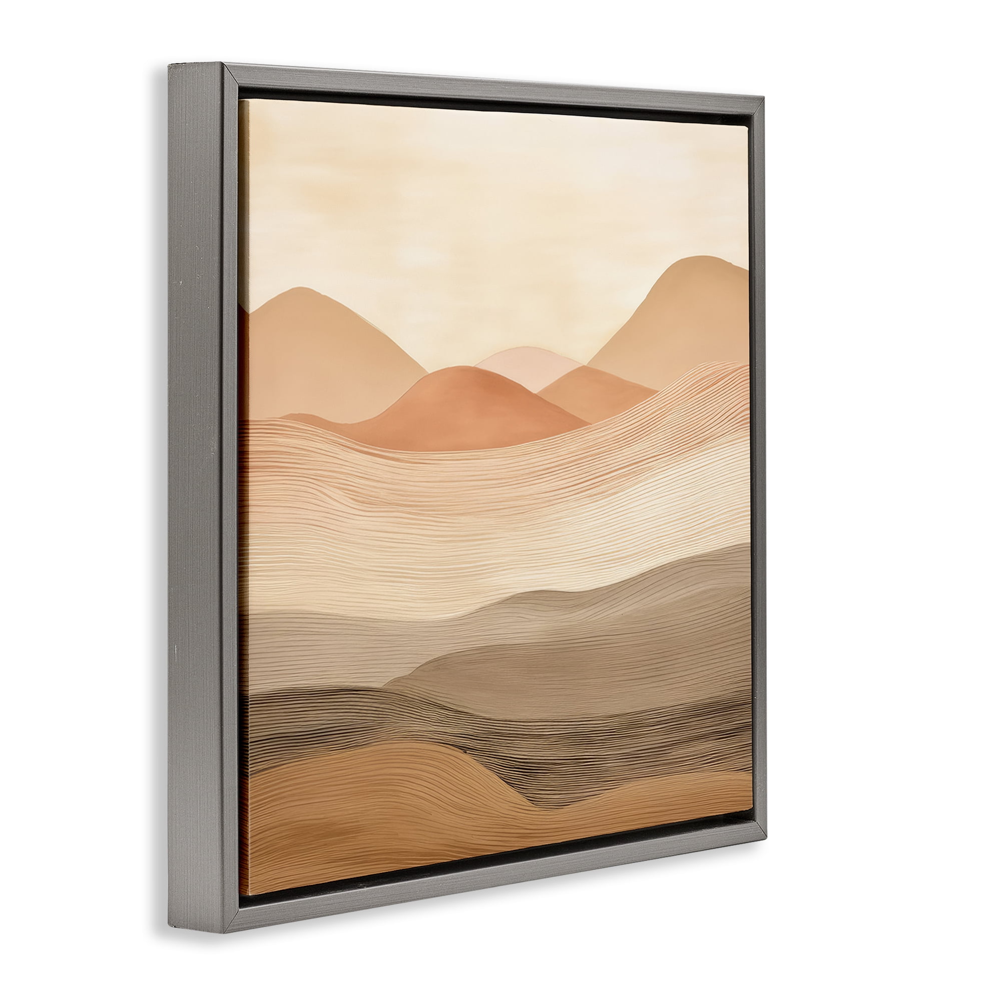Stupell Industries Layered Sand Dunes Landscape & Nature Painting Gray Floater Framed Canvas Art Print Wall Art, 25 x 25