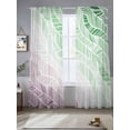 thumbnail image 2 of Ombre Green Pink Sheer Curtains 96 Inch Length 2 Panels Set Window Treatments, Summer Coastal Ocean Sea Beach Wave Rod Pocket Semi Curtains for Living Room/Bedroom/Kitchen Décor, 104"W x 96"L, 2 of 7