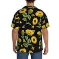 thumbnail image 5 of Balery Bees and Sunflowers Men's Casual Button Down Shirt Short Sleeve Textured Summer Cuban Beach Shirts-Medium, 5 of 7