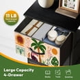 thumbnail image 5 of 4 Drawer Vertical Storage Dresser Tropical patchwork Summer palm tree bananas leaves with Wood Top Fabric Pull Drawers, 5 of 8