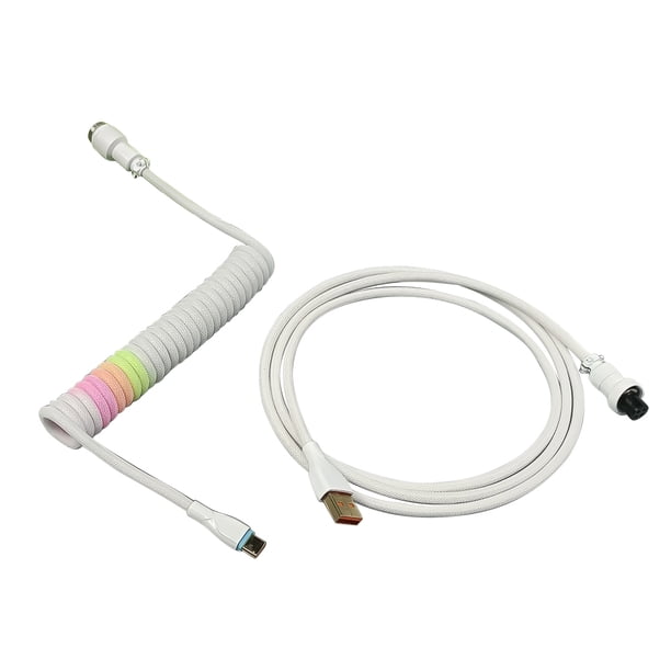 Cable de aviador en espiral para teclado mecánico con conector tipo C a USB (amarillo rojo) WDOplteas Para estrenar