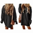 thumbnail image 2 of Women'S Cable Knit Casual Long Sleeve Loose Crew Neck Pullover Mini Sweater Dress Fall Winter Outfits Black S, 2 of 6