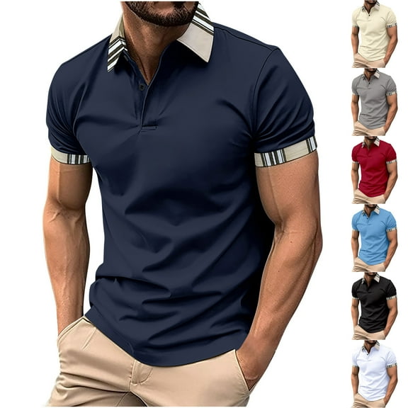 cllios Men's Golf Shirts Short Sleeve Button Up Shirt Regular Fit Muscle Shirt Gym Workout Athletic Shirt