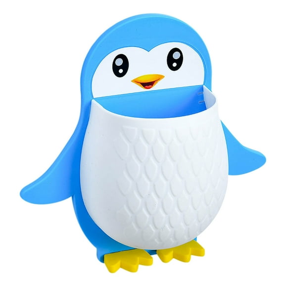 RoamHome Penguin Household Punch-Free Household Toothbrush Holder Wall Mounted Plastic Toothbrush Storage Organizer Toilet Bathroom Accessories Suitable for Kids & Adults (Blue)