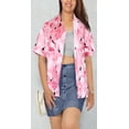 thumbnail image 4 of LA LEELA Women's Casual Beach Blouse Shirt Luau Party Blouses Short Sleeve Button Up Dress Tops Tee Shirts Hawaiian T Shirt for Women S Flamingo, Autumn Pink, 4 of 4