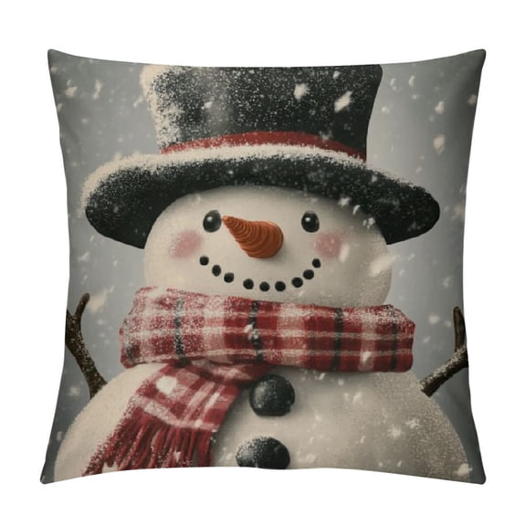 Patifu Let It Snow Snowman Christmas Gray Pillow Covers Winter Snowman Snowflakes Decorative Outdoor Throw Pillow Covers Xmas Holiday Farmhouse Cushion Cases for Home Couch Sofa 12x12in