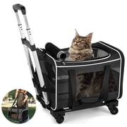 WFUN Rolling Pet Carrier with Wheels for Small Medium Dogs and Cats up to 20lb, Airline Approved Pet Dog Cat Travel Carrier Bag for Travel Flight Camping Outdoor,Black