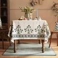 thumbnail image 3 of Designer Blue Tablecloth for Rectangle Tables,Vintage Linen with Leaves and Flowers Pattern Tablecloths,Farmhouse Floral Table Cover Cloth Decor for Kitchen Dining Christmas,55"*71", 3 of 6