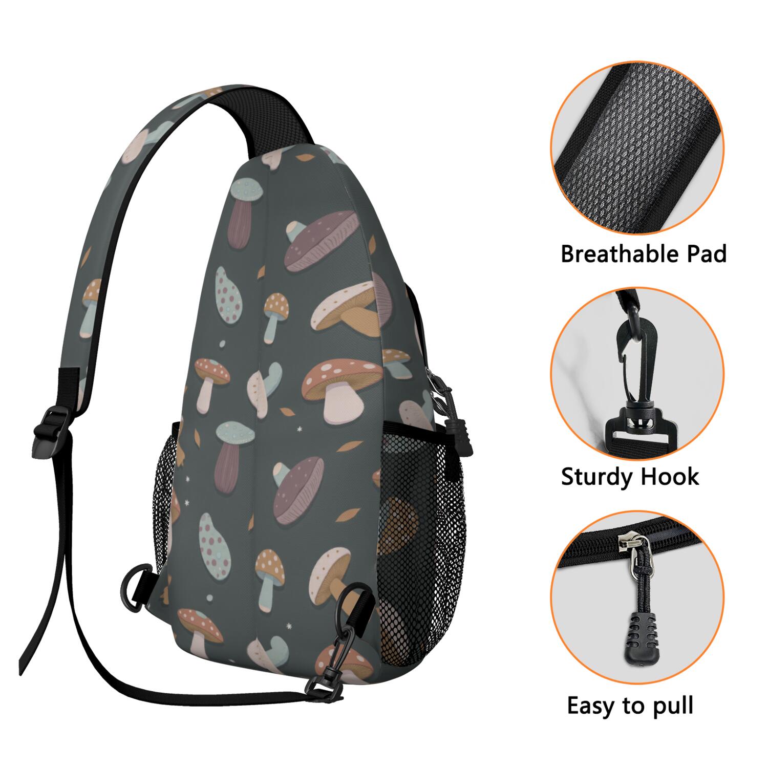 Sling Bag Mushroom Travel Sling Bag Backpack Purse for Men Women