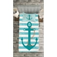 thumbnail image 3 of Ambesonne Teal Quilted Bedspread Set 2 Pcs, Ship Anchor Marine Life, Twin Size, Turquoise White and Teal, 3 of 3
