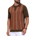 thumbnail image 5 of INSPIRE CHIC Men's Houndstooth Polo Shirts Summer Short Sleeve Casual Knit Shirt M Brick Red, 5 of 5