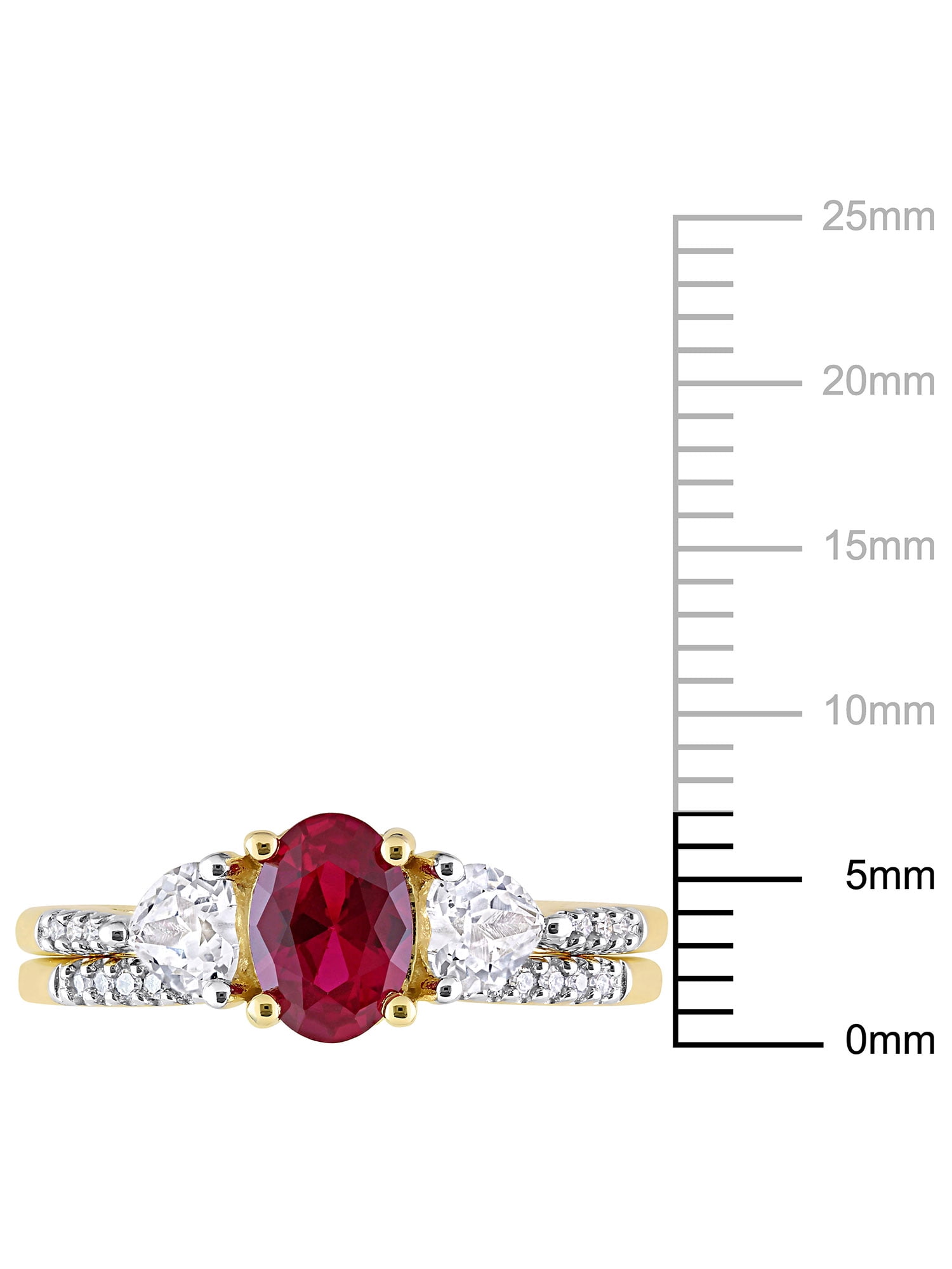 Everly Women's Created Sapphire Created Ruby 10k Yellow Gold Bridal Set