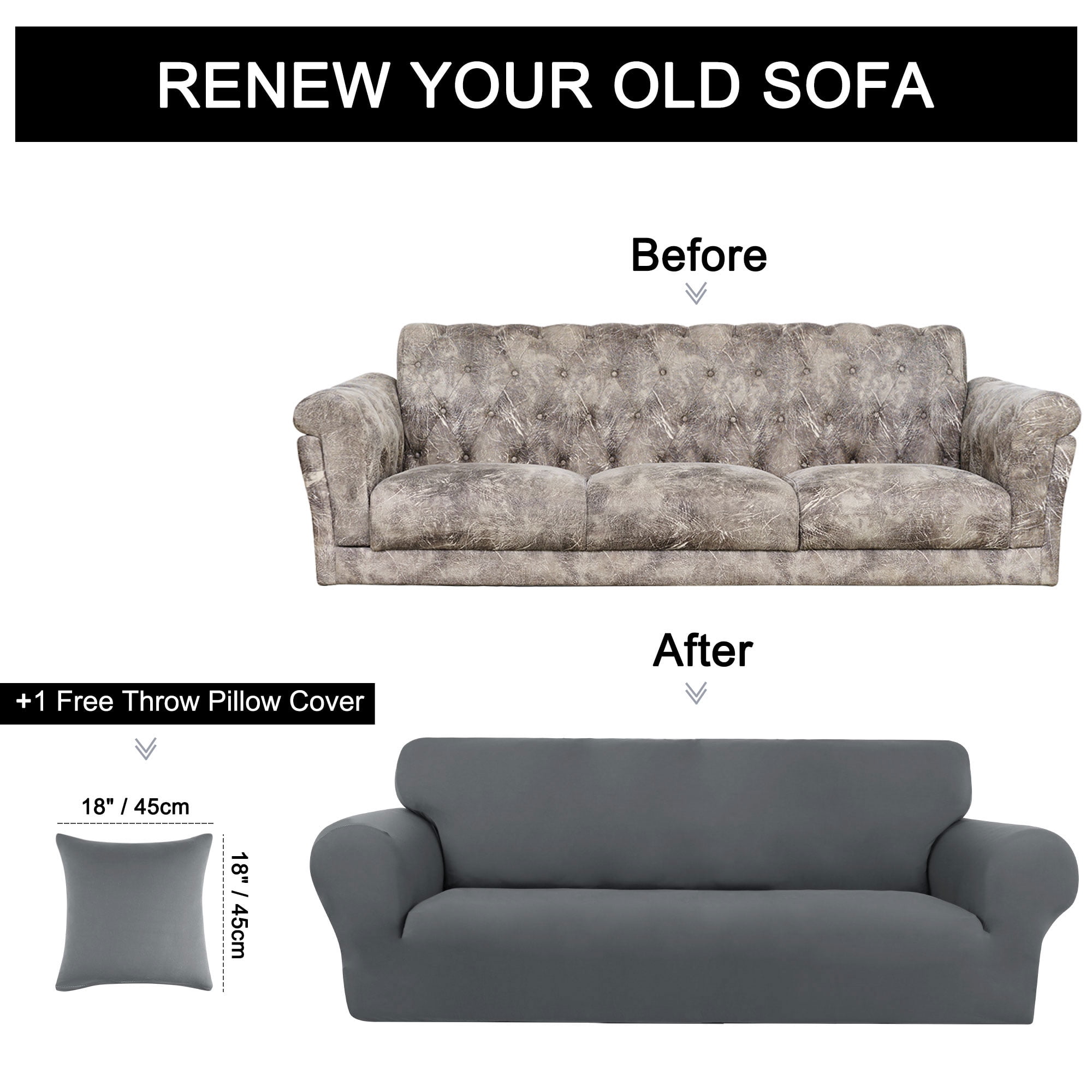 Unique Bargains Solid 1/2/3 Seater Sofa Cover Stretch Couch Slipcover Light Gray