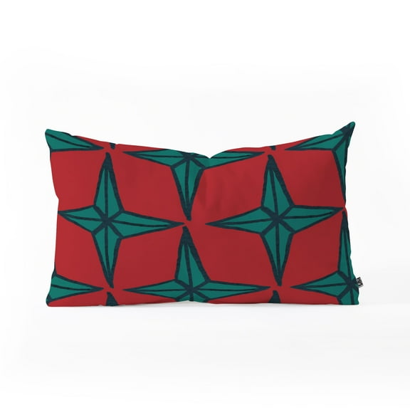 Society6 Gabriela Fuente Xmas Star Oblong Decorative Throw Pillow, Christmas, Holidays, Red, 23" x 14"
