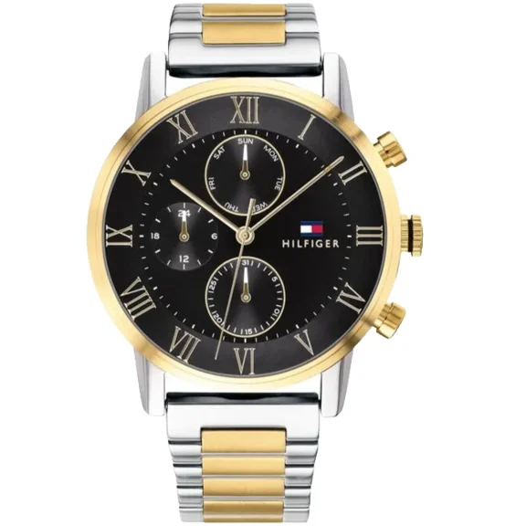 Tommy Hilfiger Chronograph 1791539 Black Dial Two Tone Bracelet 44MM Mens Watch