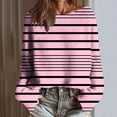 thumbnail image 4 of Ltctricy Sweaters for Women Long Sleeve Boat Neck Striped Chunky Knit Pullover Sweater Tops Casual Loose Jumpers(Pink,Medium), 4 of 6