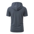 thumbnail image 6 of VBTAPA Mens Beach Outfits 2 Piece Cotton Linen Set Lace Up Short Sleeve Hooded Shirt and Shorts Set Retro Boho Resort Wear Gray L, 6 of 8