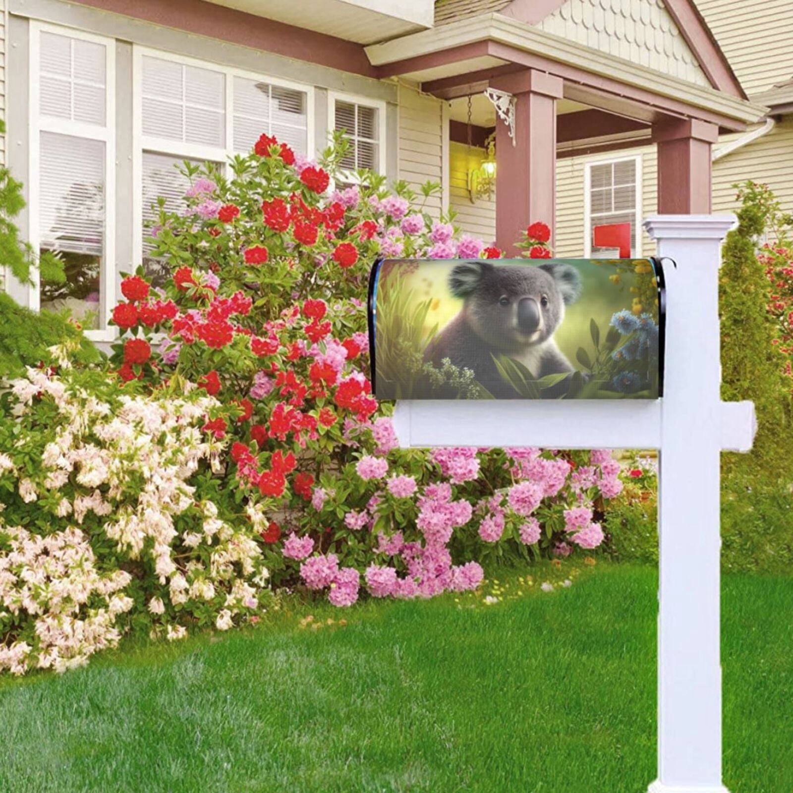 Gukieu Daisy Koala Print Magnetic Mailbox Cover, Sun-proof and Waterproof Home Yard Mailbox Cover-21x18 in