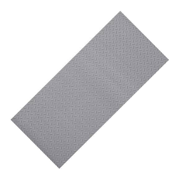 Durable 7.5x17ft PVC Garage Mat, Non-Slip Diamond Plate Flooring with Adhesive Backing for Workshop, Gym&Garage Protection, Silver Gray
