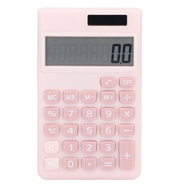 Pink Handheld Calculator - Dual Power Solar Battery, Large LCD Display, Sensitive Buttons (8-Digit)
