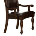 thumbnail image 3 of Traditional Style Wood & Leather Dining Side Arm Chair, Brown & Dark Brown, Set of 2- Saltoro Sherpi, 3 of 6