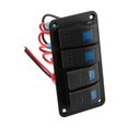 thumbnail image 3 of Rocker Switch Panel,12V-24VDC, Blue Switches, Aluminum Panel, ON/Off, Waterproof, 3 of 8