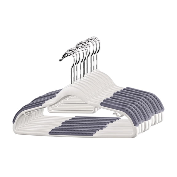 10-Pack Non-Slip 360° Swivel Hook Clothes Hangers | Space-Saving Plastic Durable Hangers with Windproof Hooks (Gray/Blue 1.54lb)