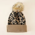 thumbnail image 3 of CNKOO Ribbed Edge Ear Protection Knitted Hat Autumn Winter Plush Ball Leopard Print Knitted Beanie Cap for Cycling, 3 of 10