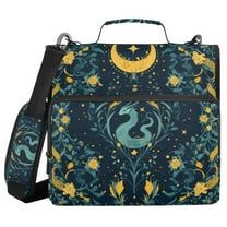 FORMRS Zipper Binder with Shoulder Strap 1.5-inch Ring 500 Sheet Capacity File Bag, Green Dragon Flowers